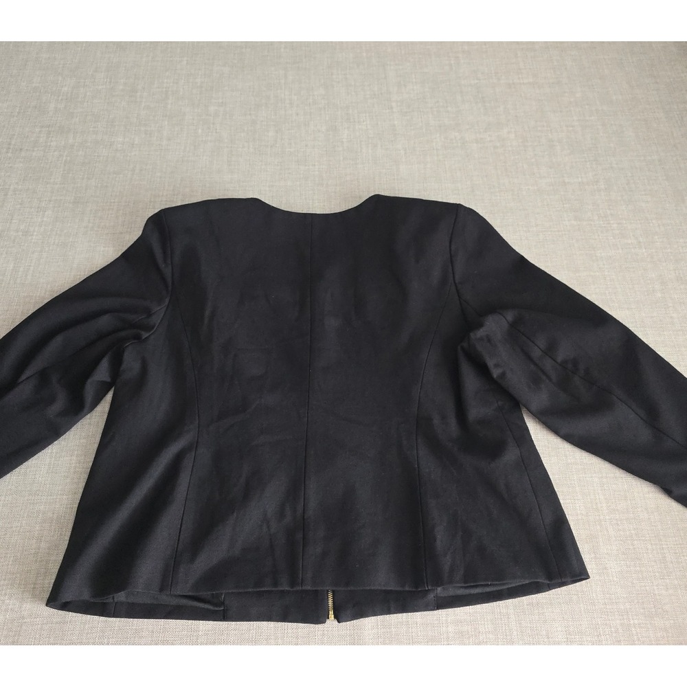 Roz & Ali Womens 2X Black Zip Front Collarless Jacket Gold Hardware NWT - Picture 4 of 7